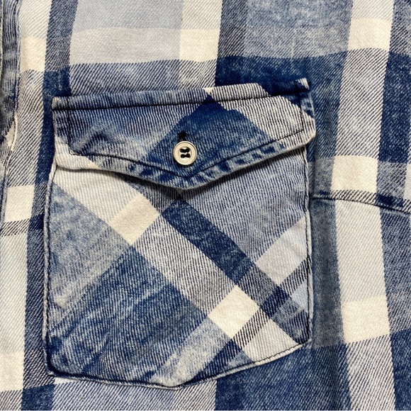 Staccato women's Large Button Down Blouse Blue plaid button Inverted Fabric - Picture 8 of 13